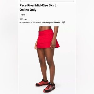 NWOT Lululemon Pace Rival mid rise skort